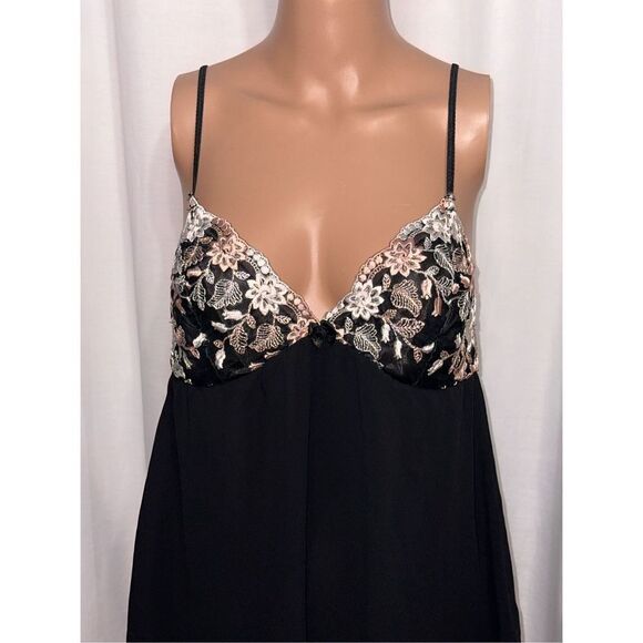VERY NICE RARE VINTAGE GILLIGAN & O'MALLEY Intimates Mesh Longline BLACK babydol - Picture 2 of 6